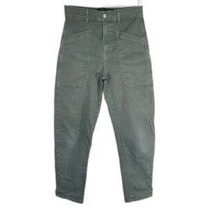 Veronica Beard Charlie Barrel Leg Pants W/28 Army Green Excellent LN Utility